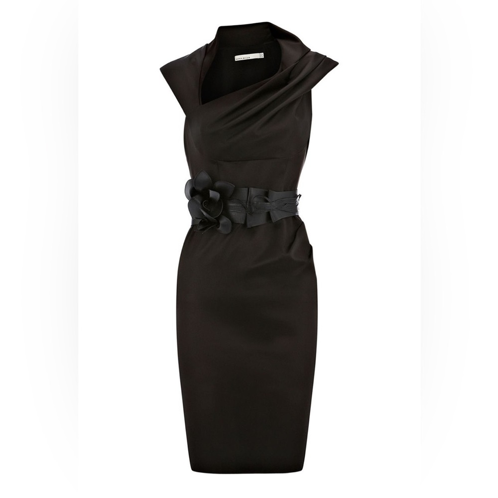 Karen Millen Orchid Corsage Fitted Dress Black